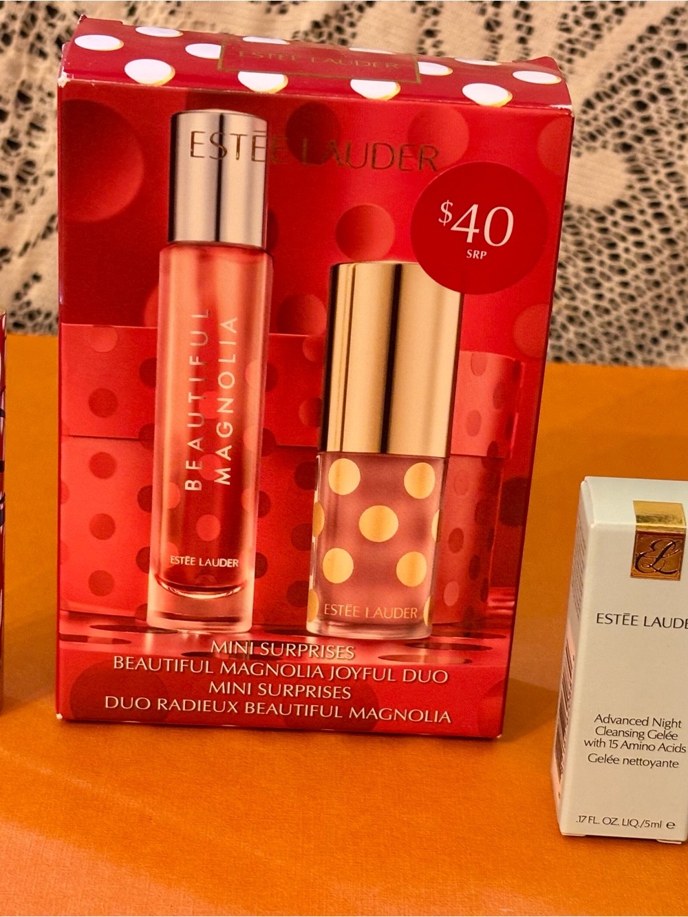 Estee Lauder Beautiful Magnolia Mini Surprises Duo & Mascara & Cleanser Bundle